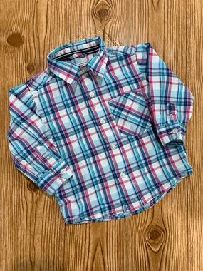 4/$20 The Children’s Place Kids Plaid Button-Up Shirt Cotton 9-12 Months